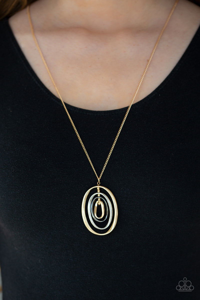 Classic Convergence Multi toned Gold Necklace Paparazzi Accessories Chic Shimmer