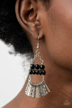 Load image into Gallery viewer, A FLARE For Fierceness- Black and Silver Earrings- Paparazzi Accessories