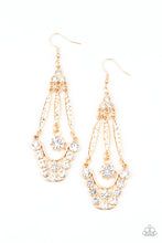 Load image into Gallery viewer, High-Ranking Radiance- White and Gold Earrings- Paparazzi Accessories