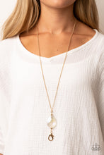 Load image into Gallery viewer, Interstellar Solstice - White and Gold Lanyard- Paparazzi Accessories