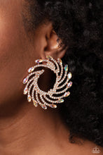 Load image into Gallery viewer, Firework Fanfare - White and Copper Earrings- Paparazzi Accessories