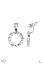 Load image into Gallery viewer, Diamond Halo- White and Silver Earrings- Paparazzi Accessories