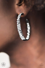 Load image into Gallery viewer, GLITZY By Association- White and Gunmetal Earrings- Paparazzi Accessories