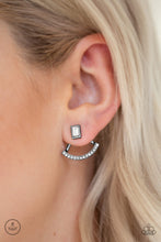 Load image into Gallery viewer, Delicate Arches- White and Gunmetal Earrings- Paparazzi Accessories