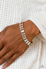 Load image into Gallery viewer, Darling Debutante- White and Gold Bracelet- Paparazzi Accessories