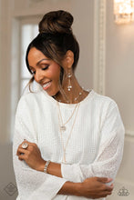 Load image into Gallery viewer, Darling Debutante- White and Gold Bracelet- Paparazzi Accessories