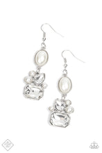 Load image into Gallery viewer, Showtime Twinkle- White and Silver Earrings- Paparazzi Accessories