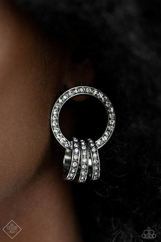 Adorned Allegiance- White and Silver Earrings- Paparazzi Accessories