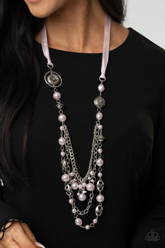 All The Trimmings- Pink and Silver Necklace- Paparazzi Accessories