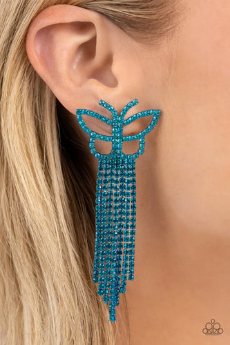 Billowing Butterflies- Blue Earrings- Paparazzi Accessories