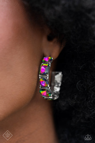 Blazing Bow- Multicolored Silver Earrings- Paparazzi Accessories