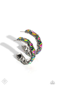 Blazing Bow- Multicolored Silver Earrings- Paparazzi Accessories
