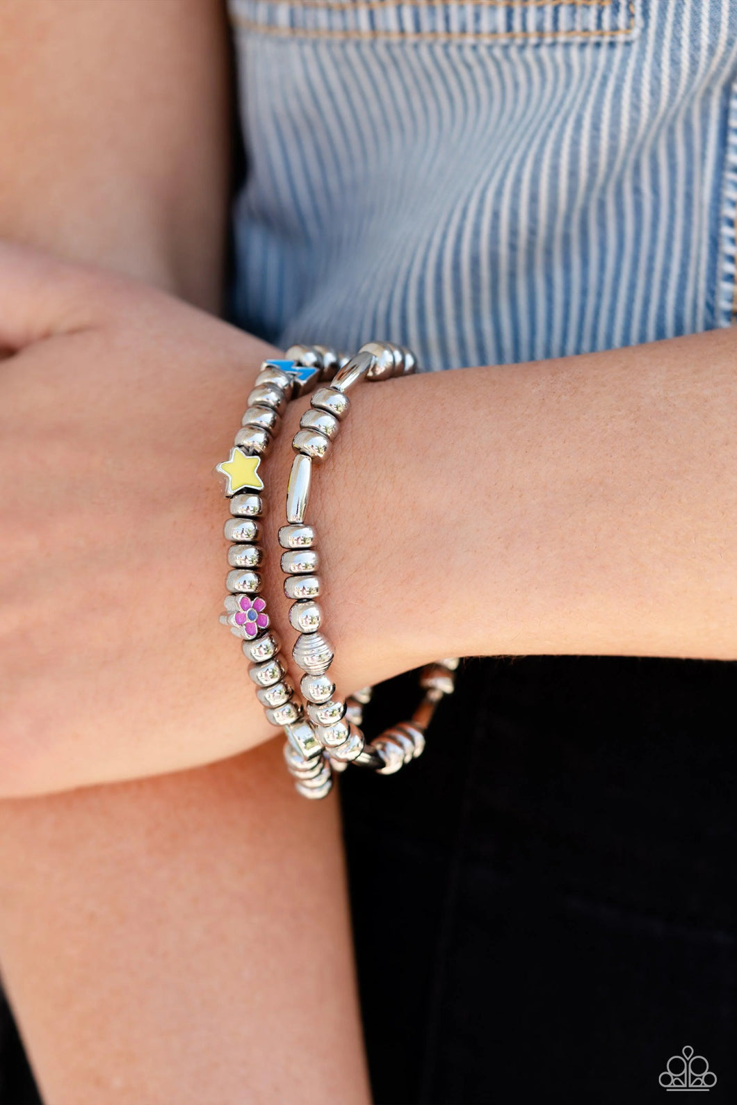 Charming Campaign- Multicolored Silver Bracelet- Paparazzi Accessories