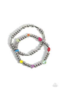 Charming Campaign- Multicolored Silver Bracelet- Paparazzi Accessories