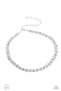 Classy Couture- White and Silver Necklace- Paparazzi Accessories