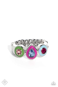 Colorblock Chic- Multicolored Silver Ring- Paparazzi Accessories
