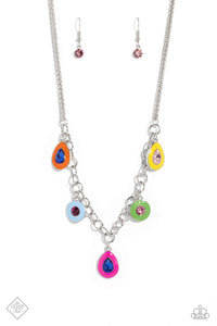 Colorblock Craze- Multicolored Silver Necklace- Paparazzi Accessories