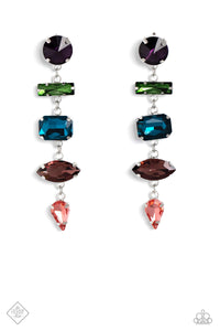 Connected Confidence- Multicolored Silver Earrings- Paparazzi Accessories