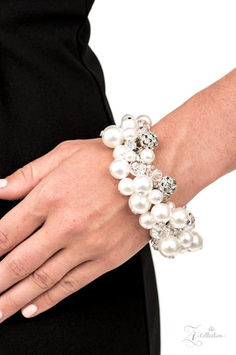 Couture Celebrator- White and Silver Zi Bracelet- Paparazzi Accessories