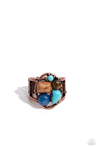 Crafted Collection- Blue and Brass Ring- Paparazzi Accessories