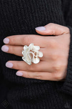 Load image into Gallery viewer, Crimped Confidence- White and Silver Ring- Paparazzi Accessories
