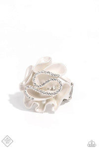 Crimped Confidence- White and Silver Ring- Paparazzi Accessories