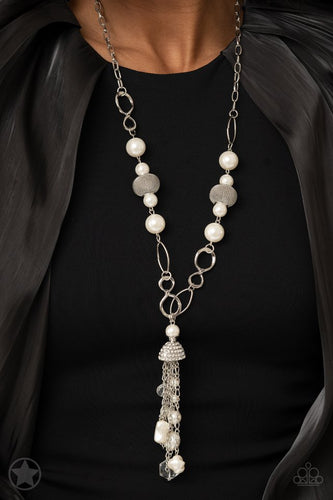 Designated Diva- White and Silver Necklace- Paparazzi Accessories