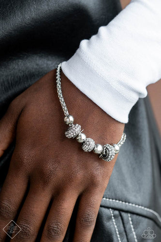 Draped Dedication- White and Silver Bracelet- Paparazzi Accessories