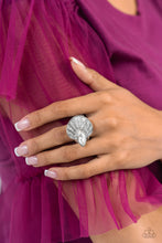 Load image into Gallery viewer, Fan Dance Dazzle- White and Silver Ring- Paparazzi Accessories