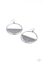 Load image into Gallery viewer, Fierce Fringe- White and Gunmetal Earrings- Paparazzi Accessories