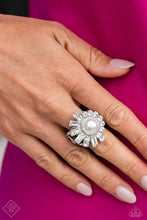 Load image into Gallery viewer, Gatsby Getaway- White and Silver Ring- Paparazzi Accessories
