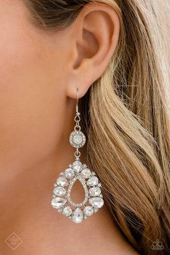 Happily Ever Exquisite- White and Silver Earrings- Paparazzi Accessories