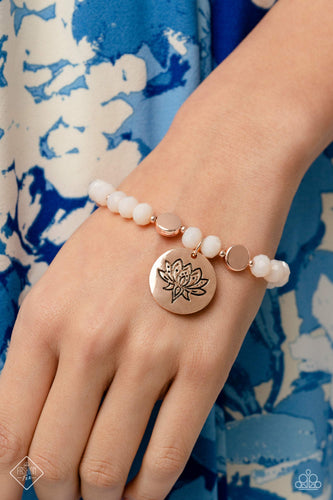 Leisurely Lotus- White and Rose Gold Bracelet- Paparazzi Accessories