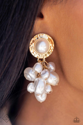 Long Time No SEA-White and Gold Earrings- Paparazzi Accessories