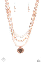 Load image into Gallery viewer, Lotus Luxury- White and Rose Gold Necklace- Paparazzi Accessories