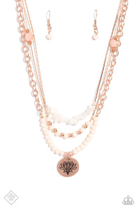 Lotus Luxury- White and Rose Gold Necklace- Paparazzi Accessories