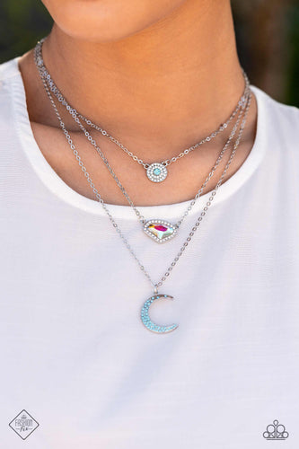 Lunar Lineup- Blue and Silver Necklace- Paparazzi Accessories