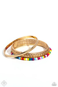 Multicolored Medley- Multicolored Gold Bracelet- Paparazzi Accessories