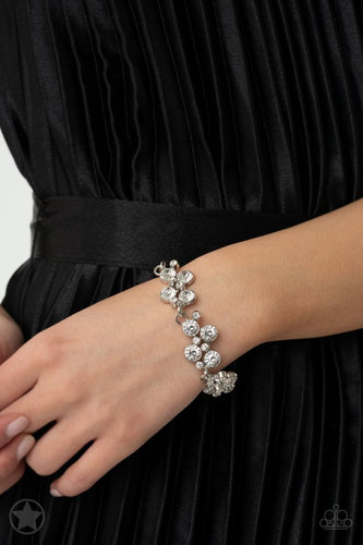 Old Hollywood- White and Silver Bracelet- Paparazzi Accessories