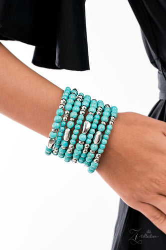 Party Crusher- Blue and Silver Zi Bracelet- Paparazzi Accessories