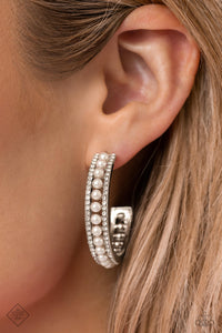 Pearl Happy- White and Silver Earrings- Paparazzi Accessories