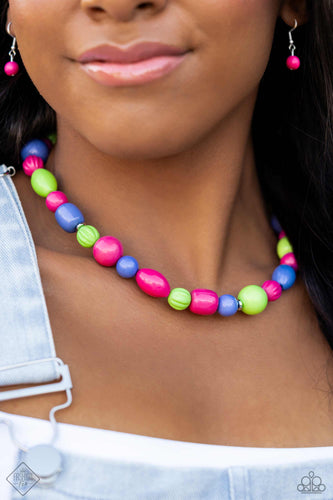 Perfectly Poppin- Pink Multicolored Necklace- Paparazzi Accessories