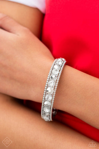 Polishing Promise- White and Silver Bracelet- Paparazzi Accessories