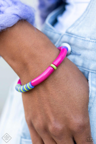 Poppin Pattern- Pink Multicolored Bracelet- Paparazzi Accessories