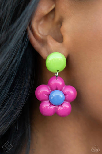Poppin Posies- Pink Multicolored Earrings- Paparazzi Accessories
