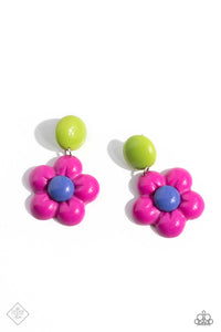 Poppin Posies- Pink Multicolored Earrings- Paparazzi Accessories