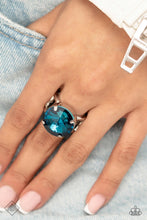 Load image into Gallery viewer, Pronged Powerhouse- Blue and Silver Ring- Paparazzi Accessories
