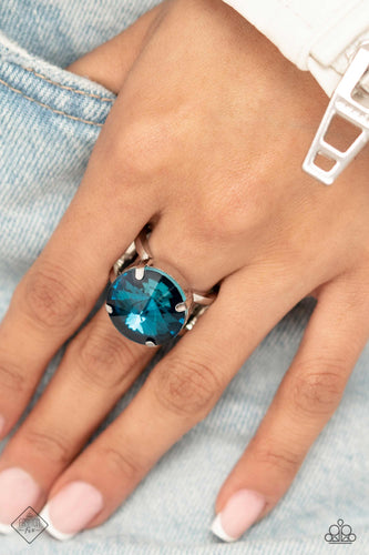Pronged Powerhouse- Blue and Silver Ring- Paparazzi Accessories