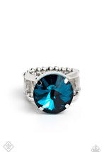 Load image into Gallery viewer, Pronged Powerhouse- Blue and Silver Ring- Paparazzi Accessories