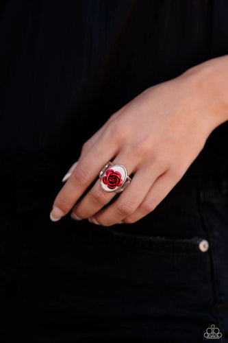 ROSE To My Heart- Red and Silver Ring- Paparazzi Accessories
